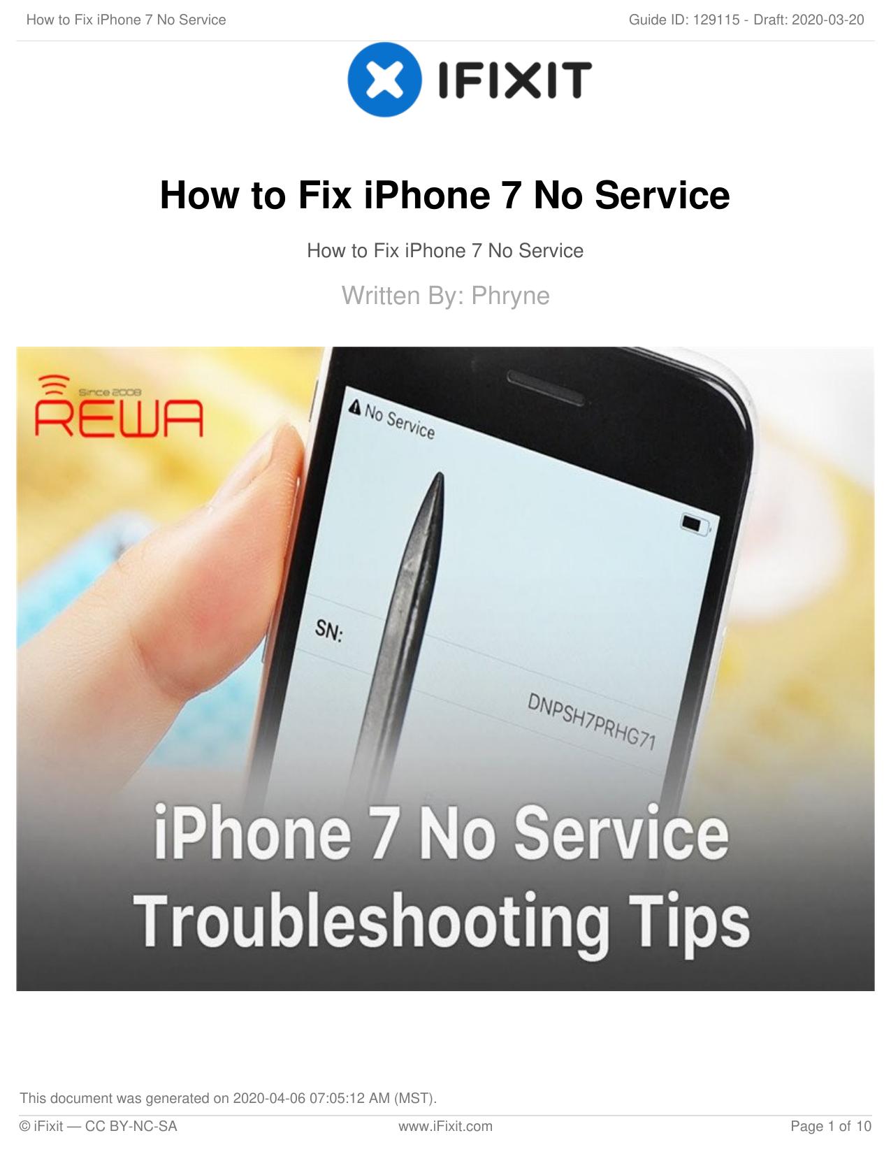 How to Fix iPhone 7 No Service by Unknown
