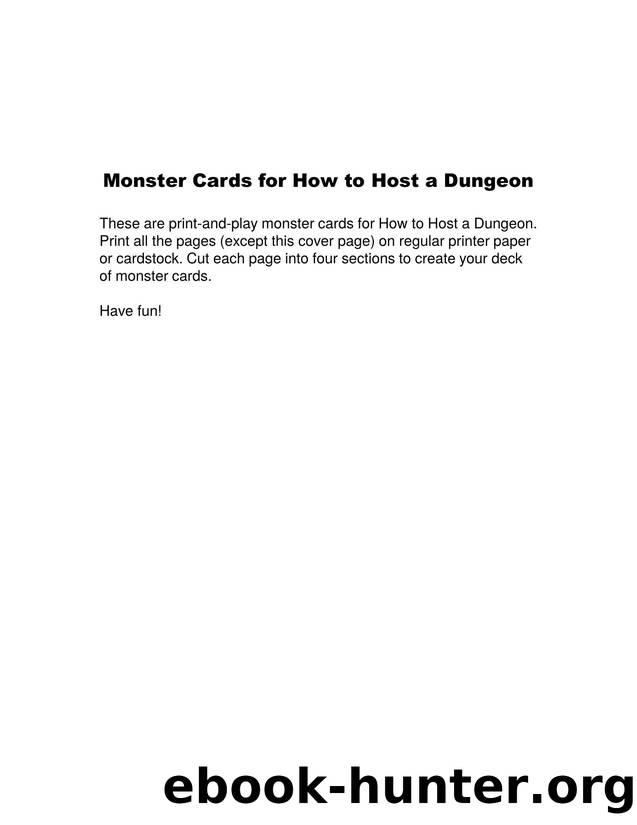 How to Host a Dungeon 2e Monster Cards by Unknown