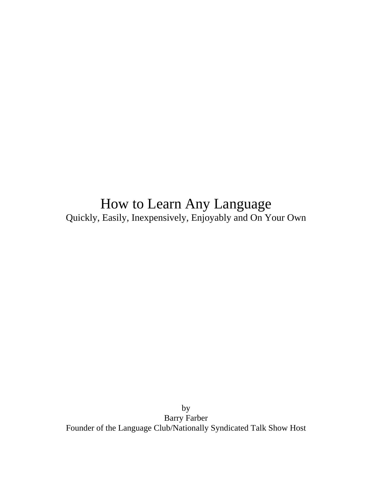 How to Learn Any Language by Barry Farber