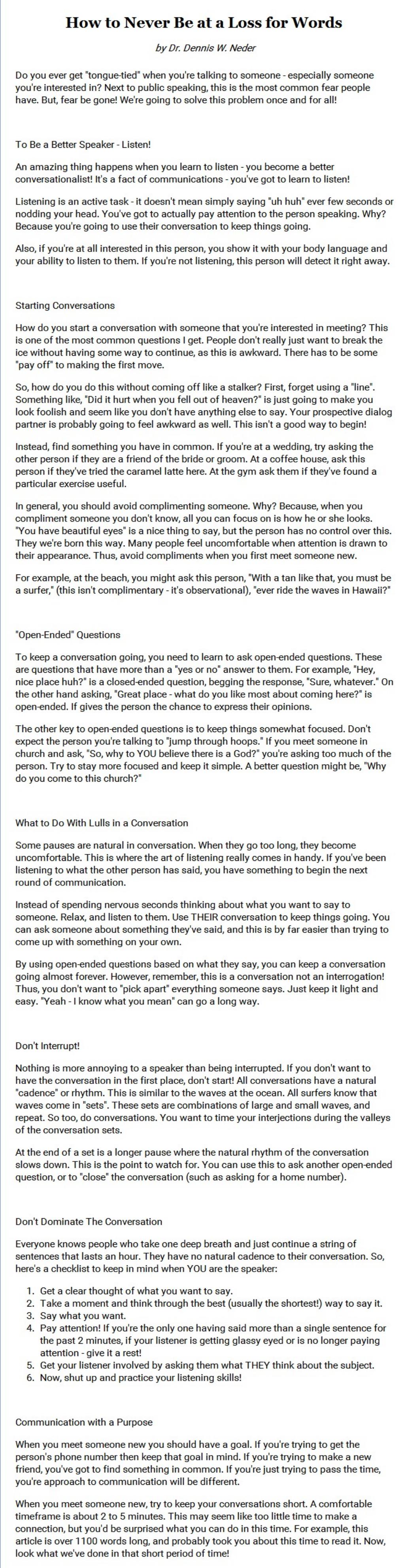 How to Never Be at a Loss for Words by Unknown