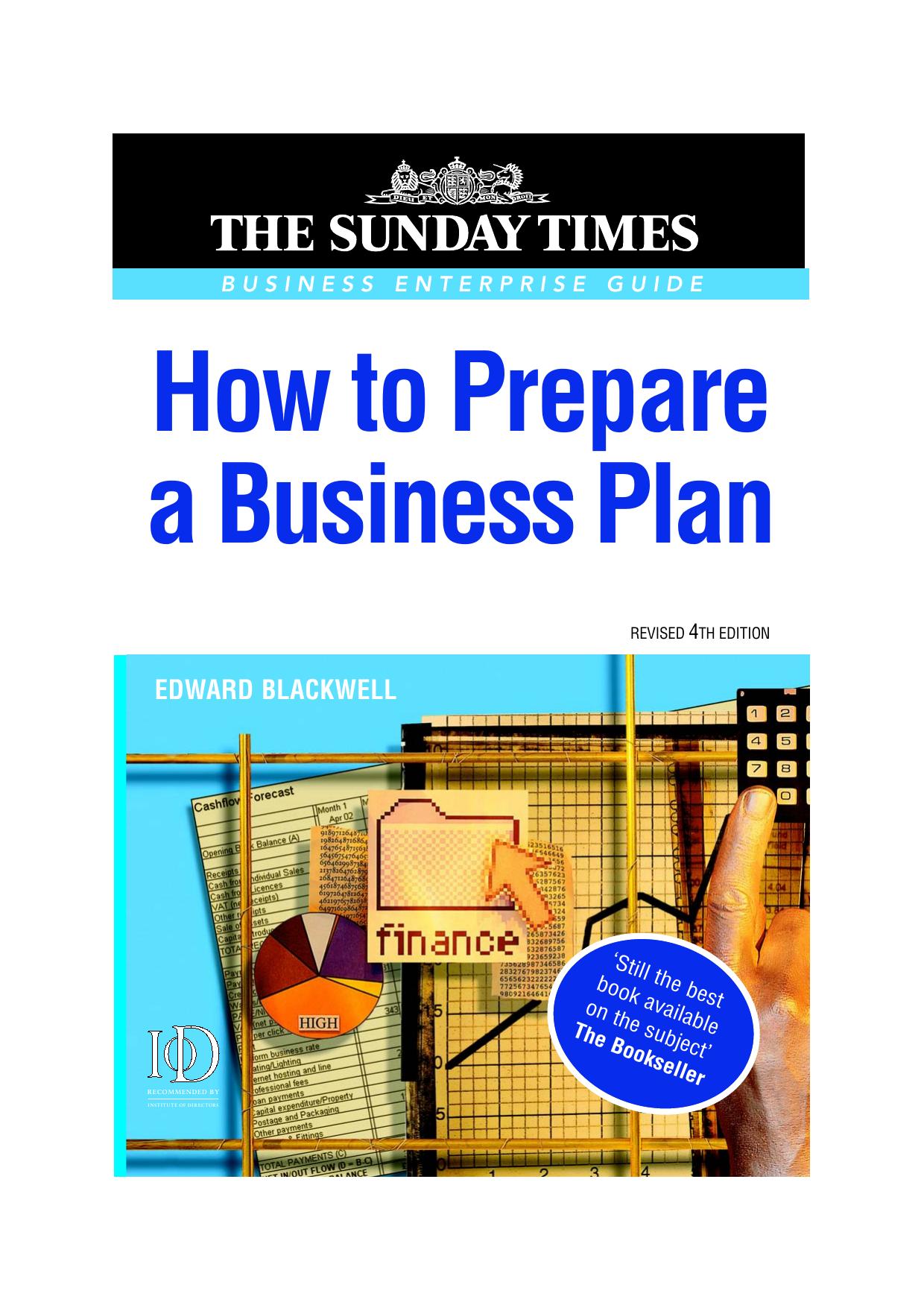 How to Prepare a Business Plan by Blackwell E