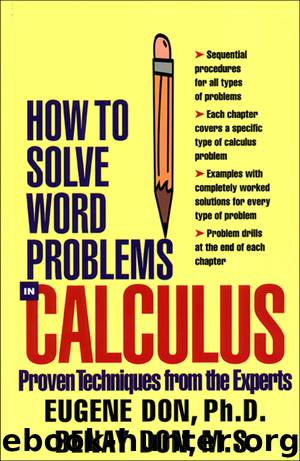 How to Solve Word Problems in Calculus by Eugene Don