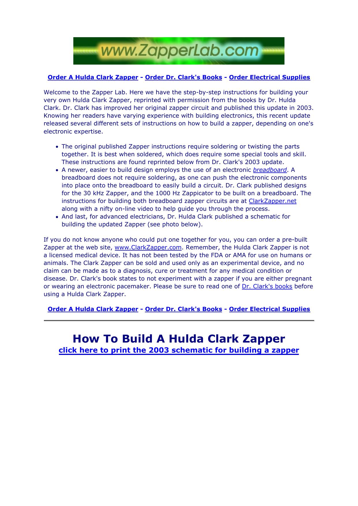 How to build a Hulda Clark zapper, NEW 2003 updated circuit by abaddon999