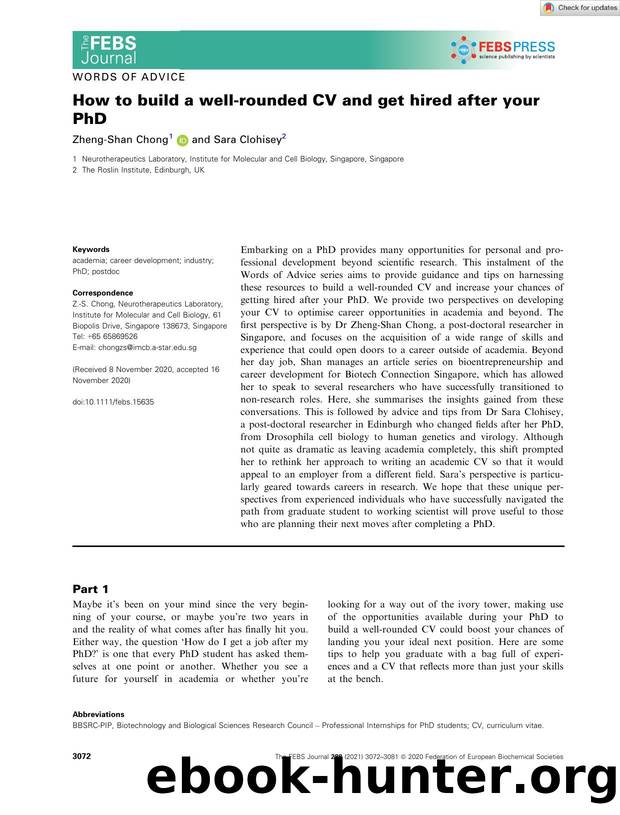 How to build a wellârounded CV and get hired after your PhD by Unknown