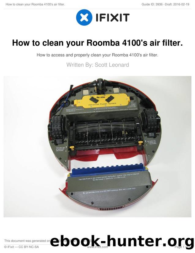How to clean your Roomba 4100's air filter. by Unknown
