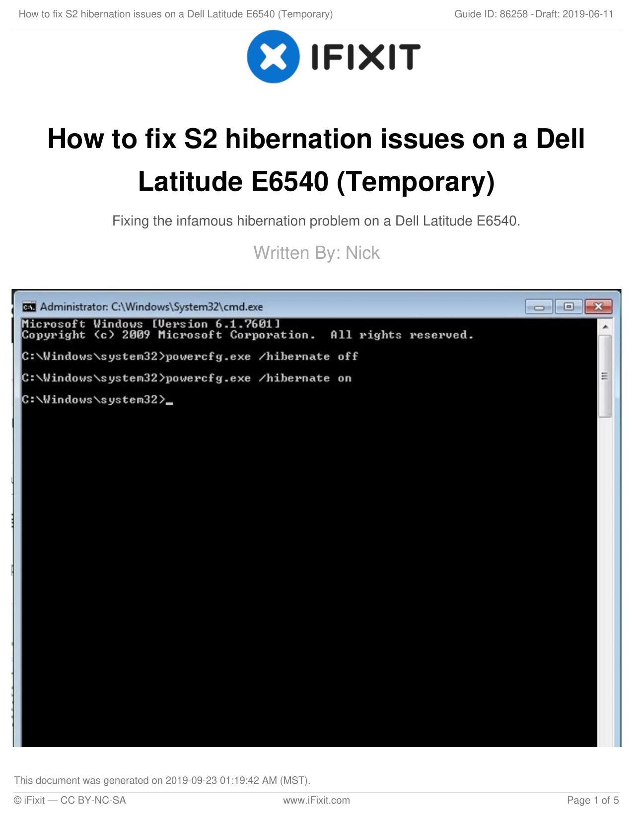 How to fix S2 hibernation issues on a Dell Latitude E6540 (Temporary) by Unknown
