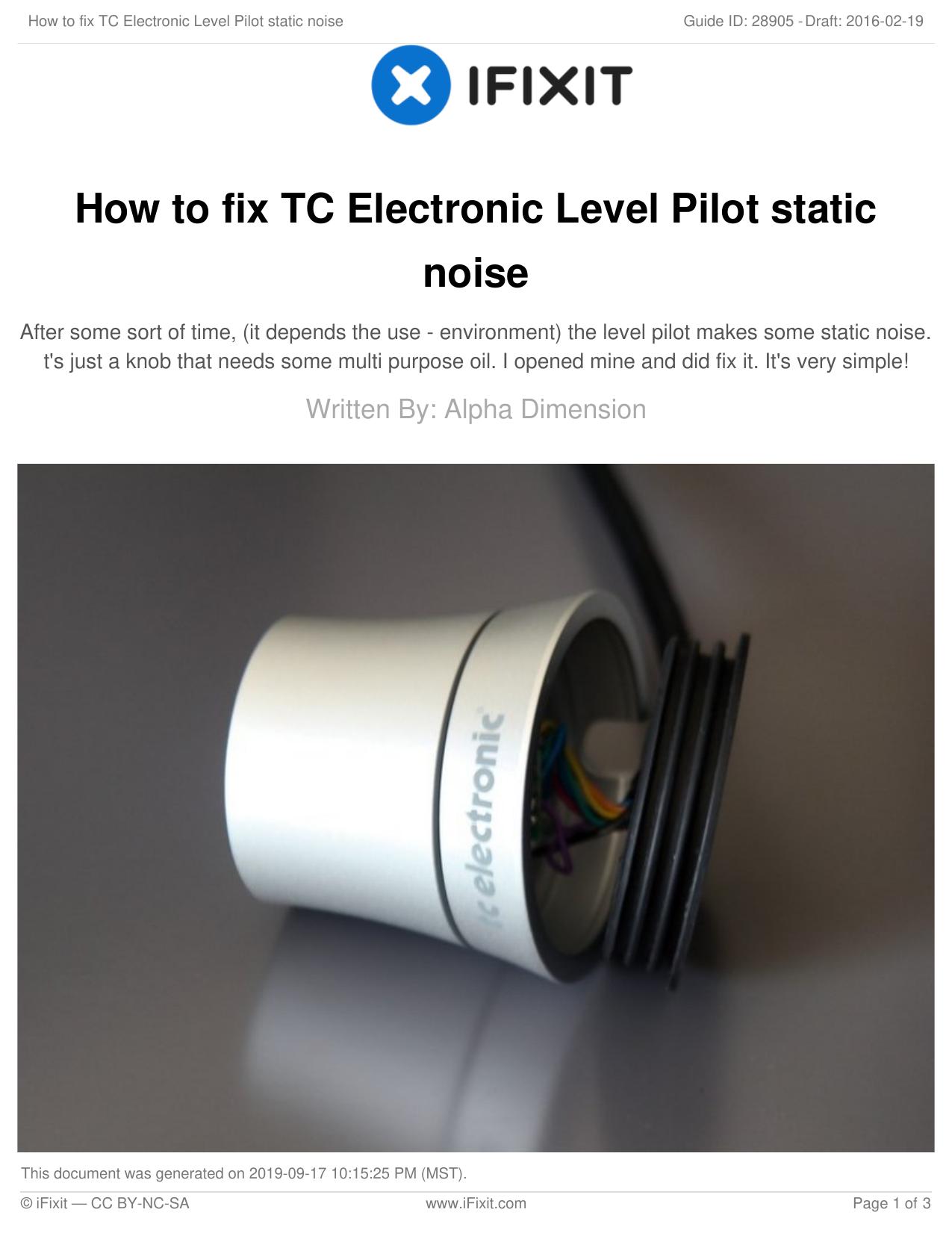 How to fix TC Electronic Level Pilot static noise by Unknown