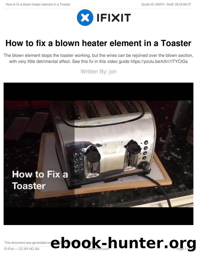 How to fix a blown heater element in a Toaster by Unknown
