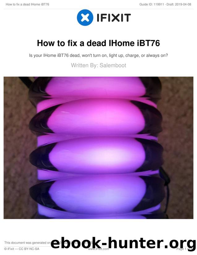 How to fix a dead IHome iBT76 by Unknown