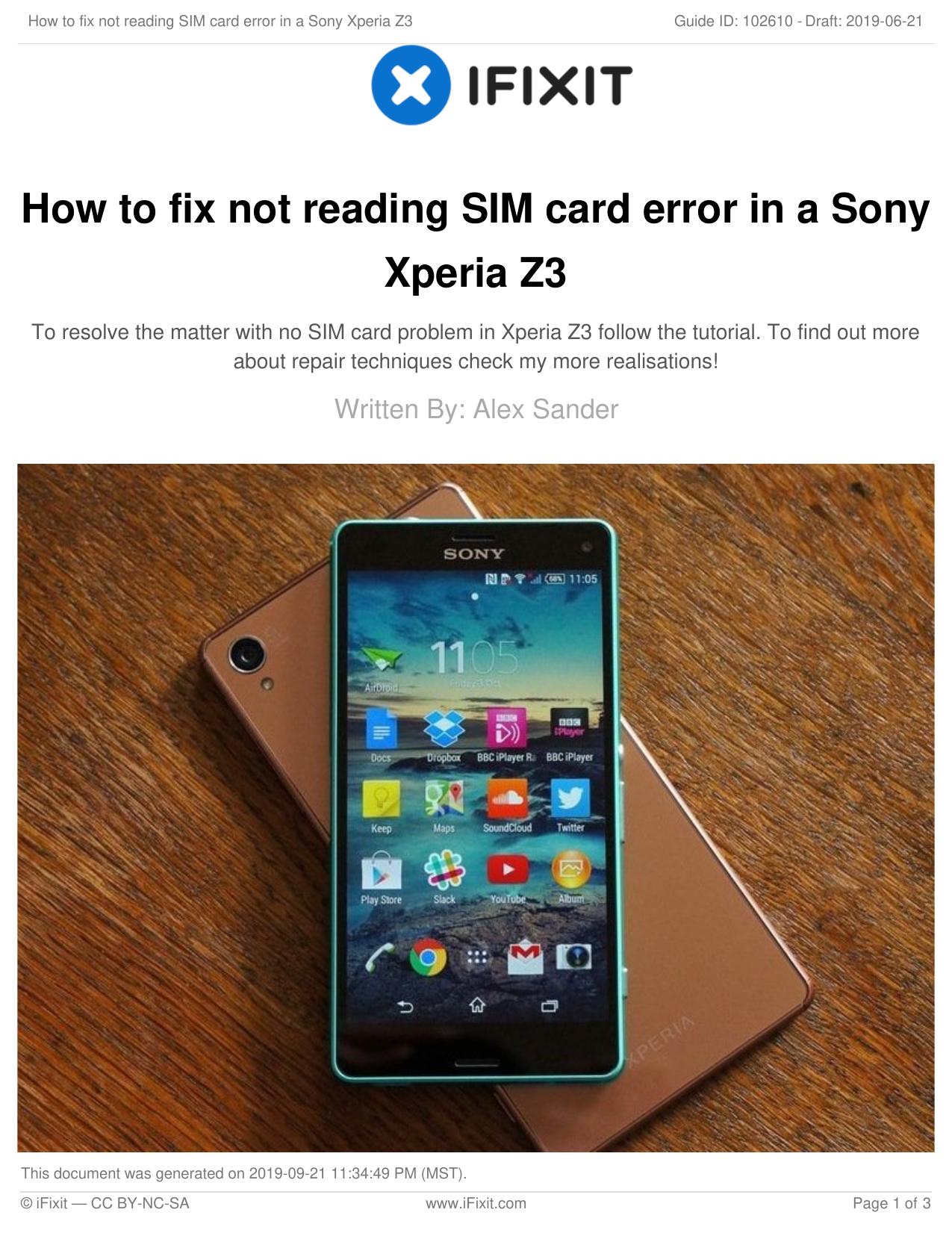 How to fix not reading SIM card error in a Sony Xperia Z3 by Unknown