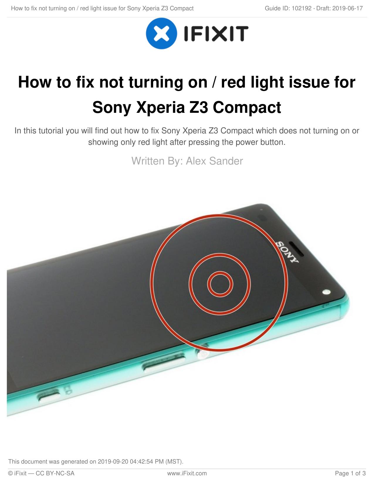 How to fix not turning on red light issue for Sony Xperia Z3 Compact by Unknown