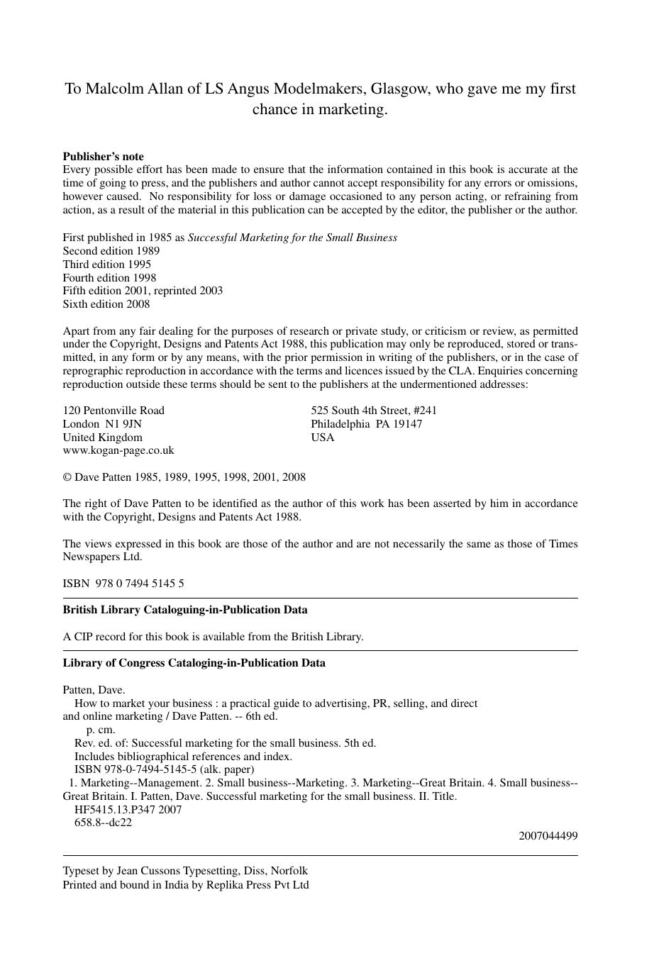 How to market your business: a practical guide to advertising, PR, selling, and direct and online marketing by Dave Patten