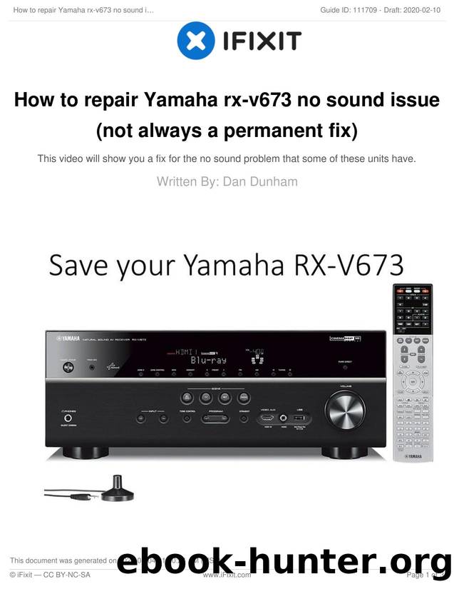 How to repair Yamaha rx-v673 no sound issue (not always a permanent fix) by Unknown