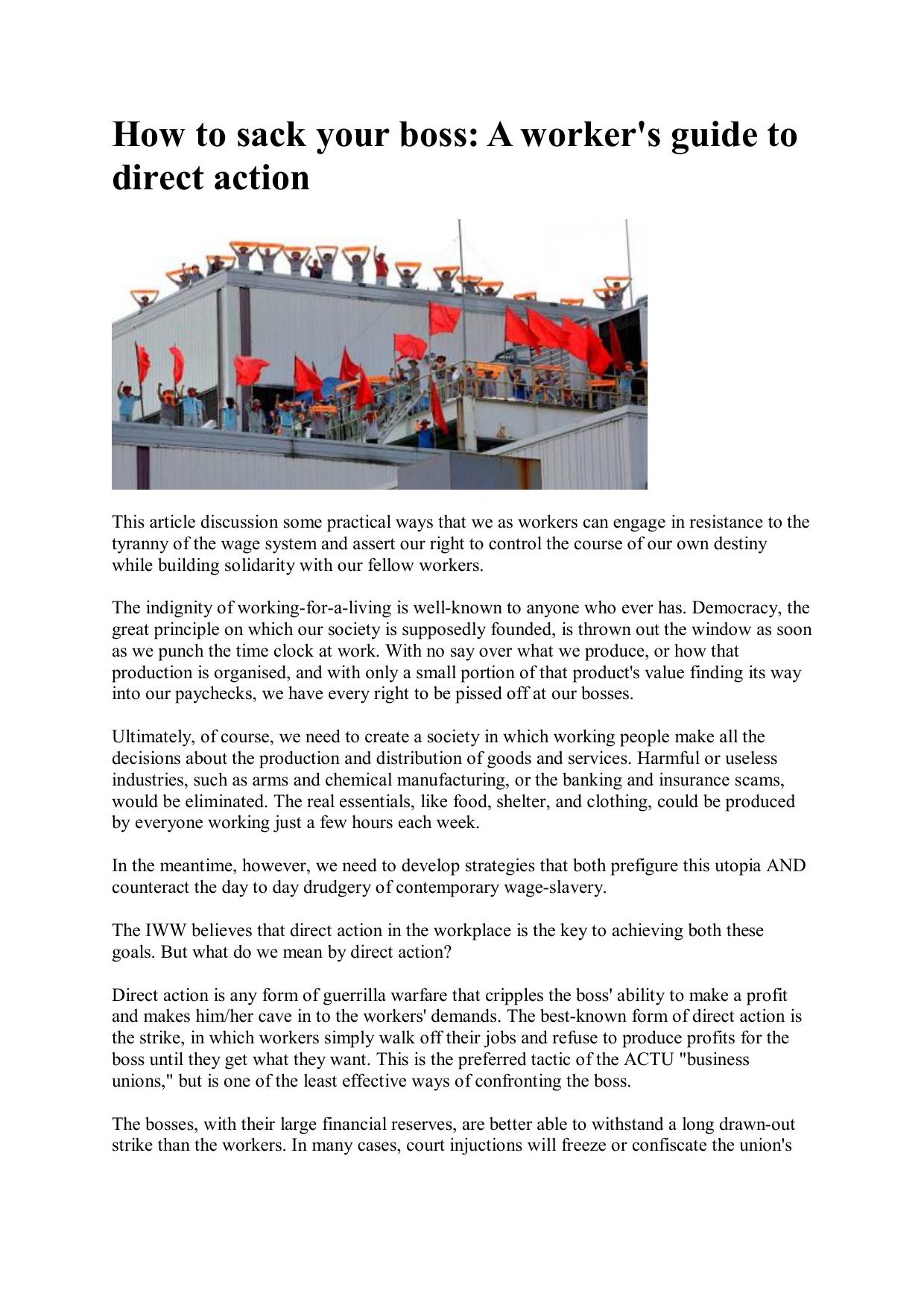 How to sack your boss A workers guide to direct action by Unknown