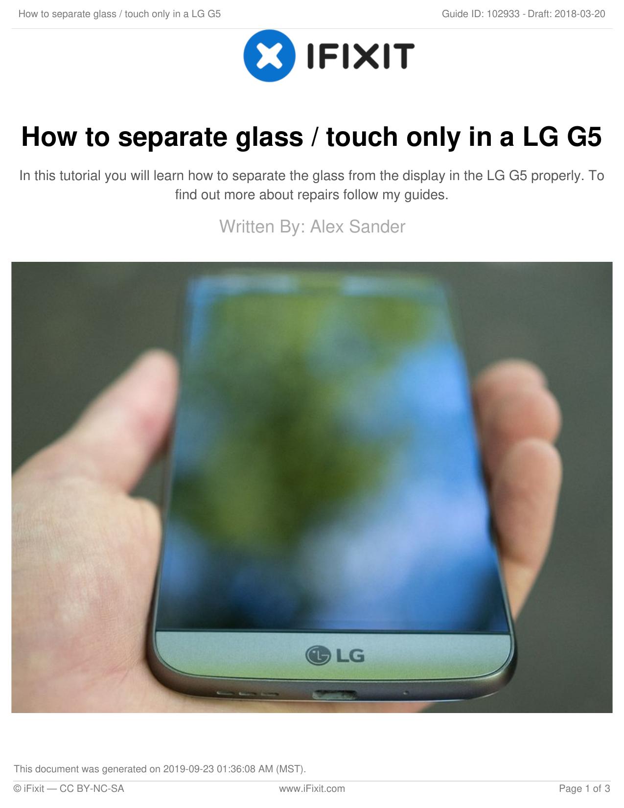 How to separate glass touch only in a LG G5 by Unknown