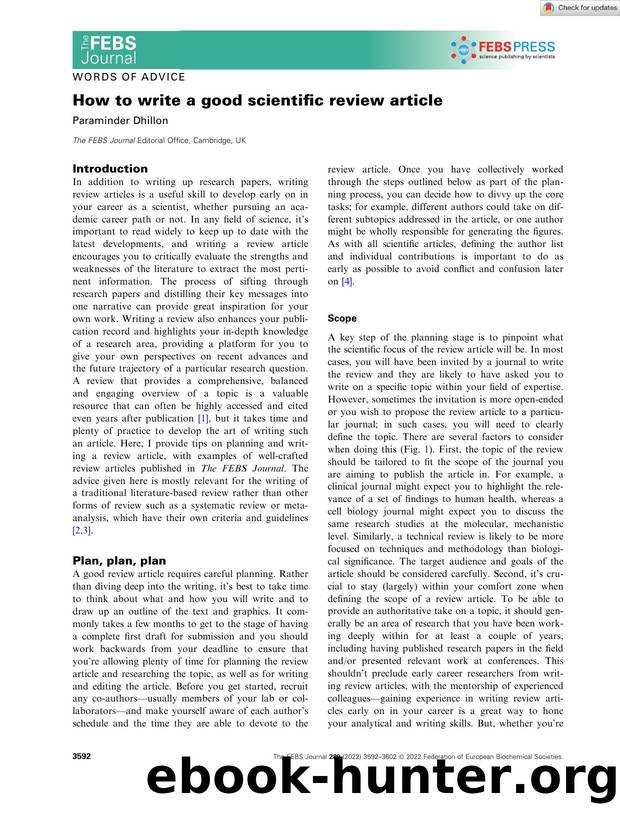 How to write a good scientific review article by Unknown