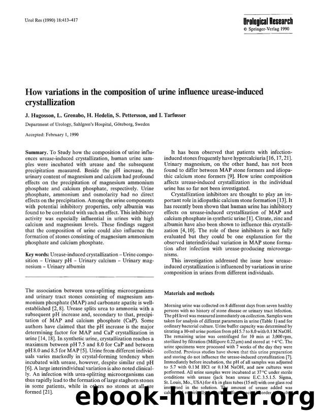 How variations in the composition of urine influence urease-induced crystallization by Unknown