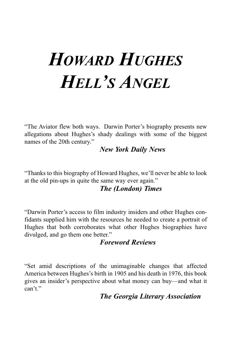 Howard Hughes, Hell's Angel by Darwin Porter