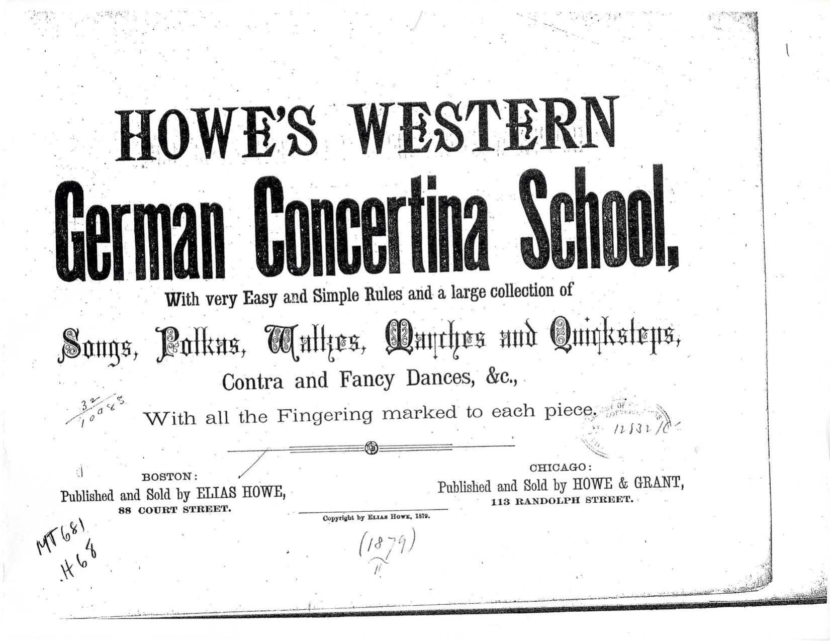 Howe's Western German Concertina School by Elias Howe