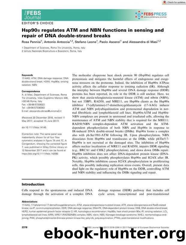 Hsp90Î± regulates ATM and NBN functions in sensing and repair of DNA doubleâstrand breaks by Unknown