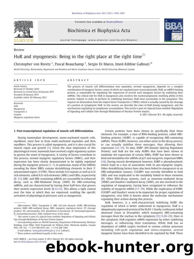 HuR and myogenesis: Being in the right place at the right time by Christopher von Roretz & Pascal Beauchamp & Sergio Di Marco & Imed-Eddine Gallouzi