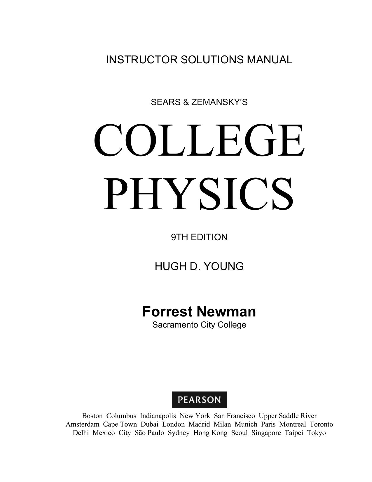 Hugh D. Young by Instructor's Solution Manuals to College Physics-Pearson (2011)