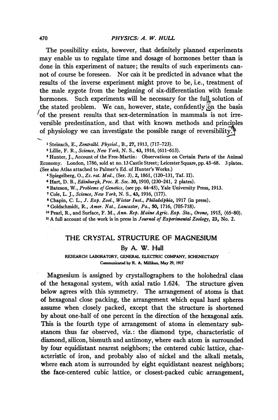 Hull A. W. by The Crystal Structure of Magnesium (1917)(4s)