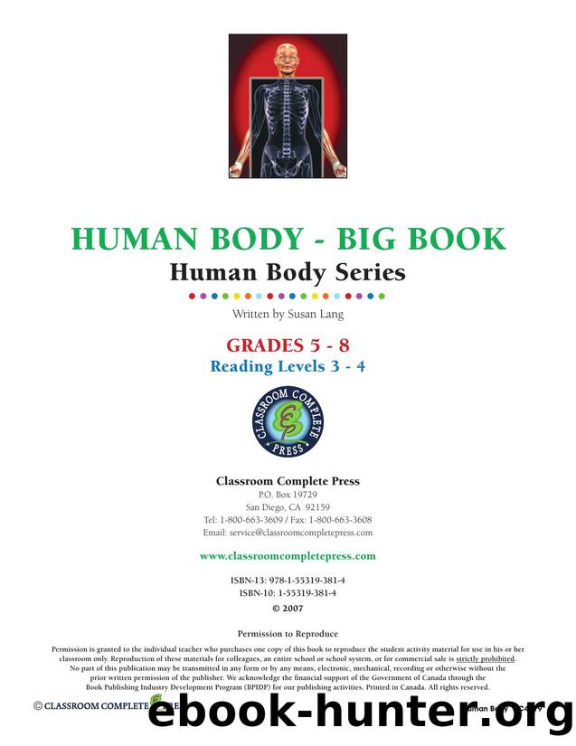 Human Body Big Book Gr. 5-8 by Susan Lang