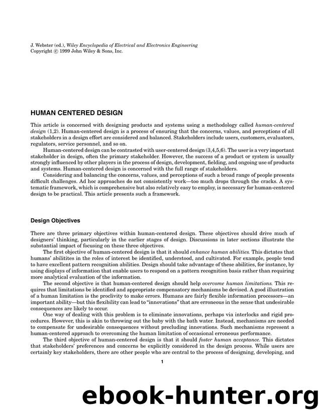 Human Centered Design". In: Wiley Encyclopedia of Electrical and Electronics Engineering by Unknown
