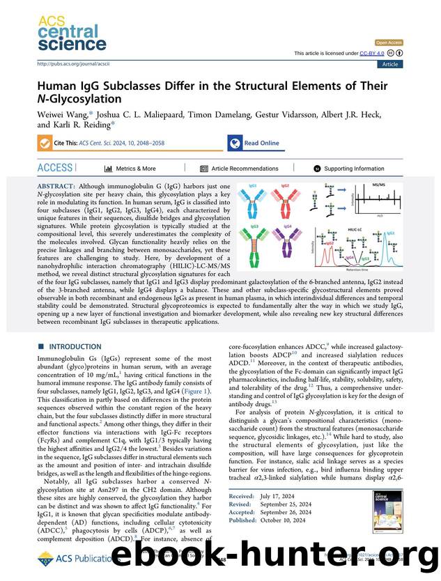 Human IgG Subclasses Differ in the Structural Elements of Their NâGlycosylation by unknow