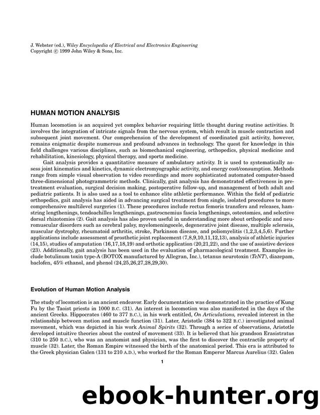Human Motion Analysis". In: Wiley Encyclopedia of Electrical and Electronics Engineering by Unknown