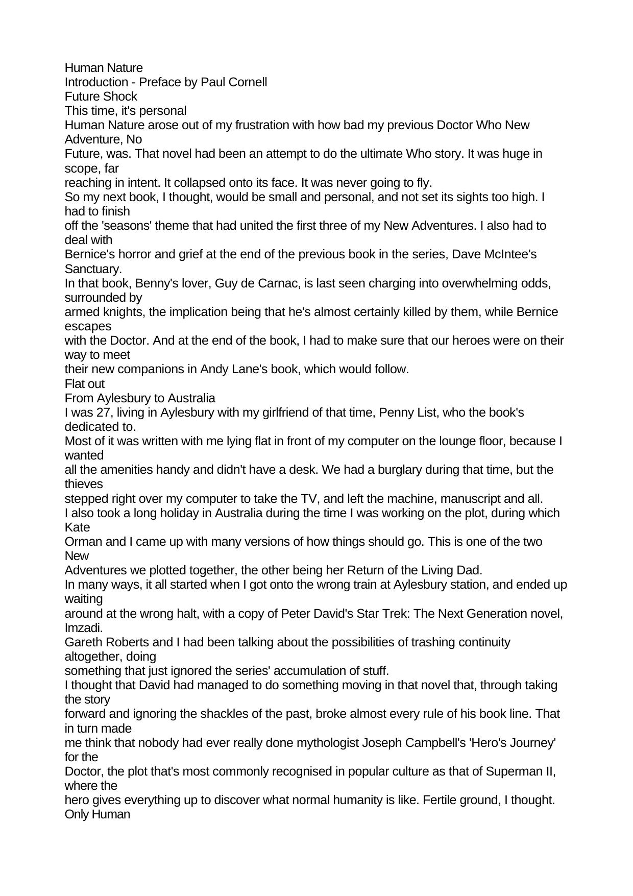 Human Nature (Doctor Who the New Adventures) by Paul Cornell