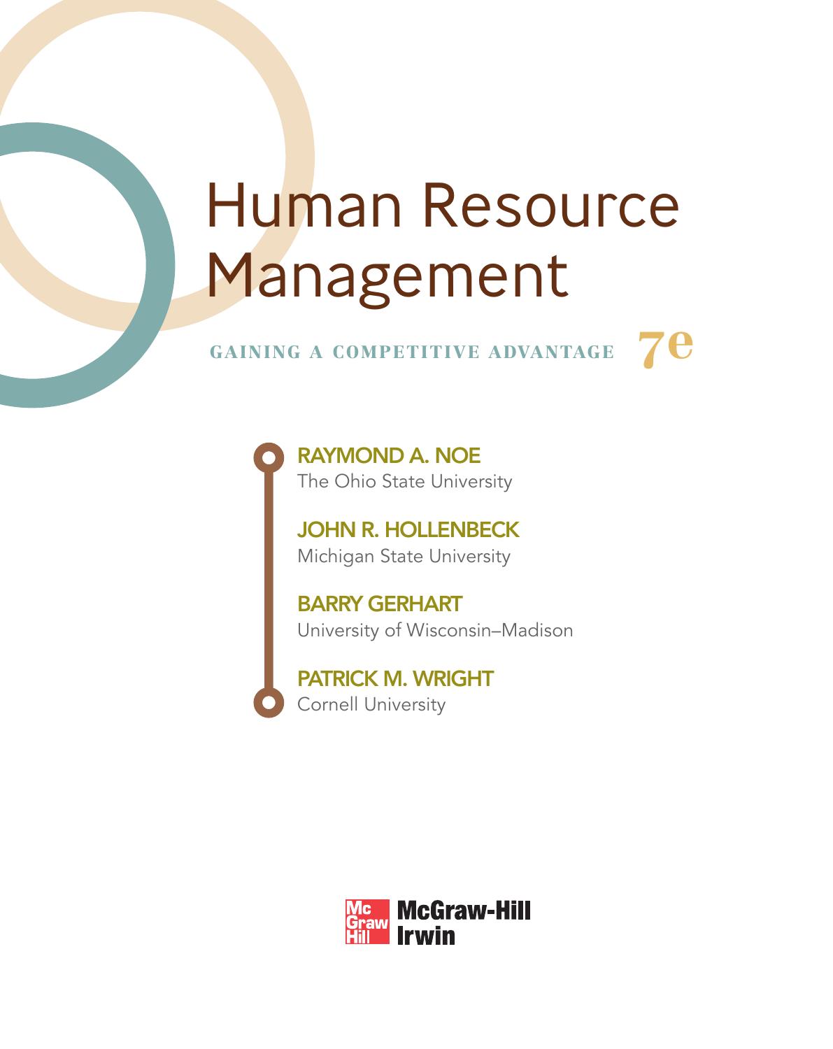 Human Resource Management by Raymond Noe John Hollenbeck Barry Gerhart Patrick Wright