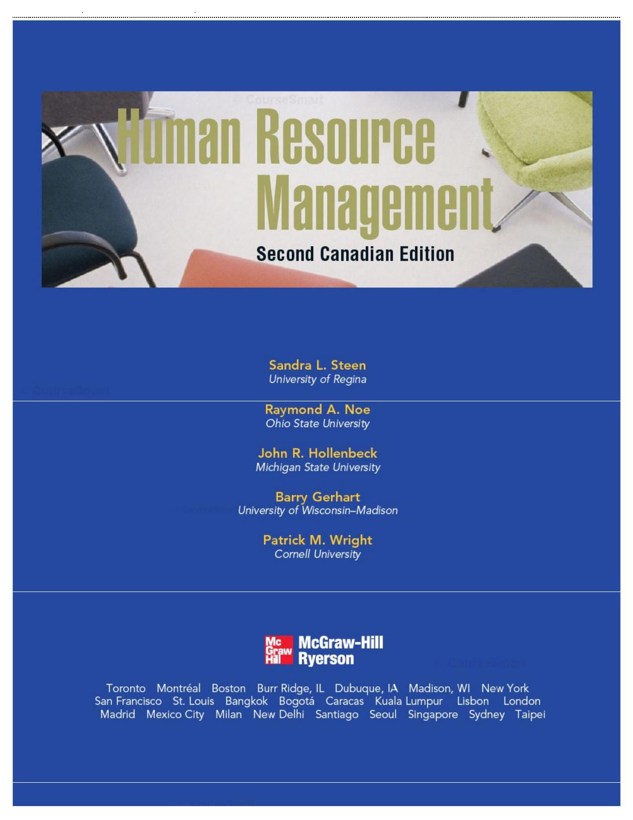 Human Resource Management, 2nd Edition by Steen Sandra; Noe Raymond; Hollenbeck John; Gerhart Barry; Wright Patrick