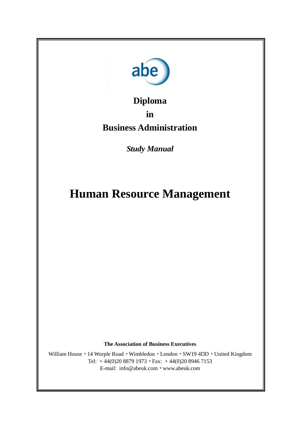Human Resource Managment by ABE RRC Business Training