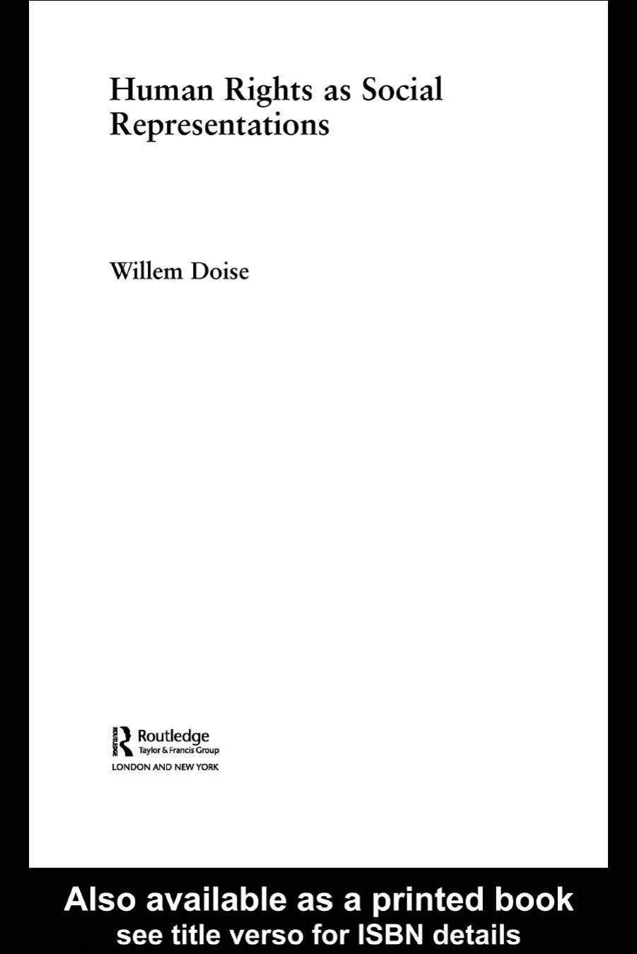 Human Rights as Social Representations (International Series in Social Psychology) by Willem Doise