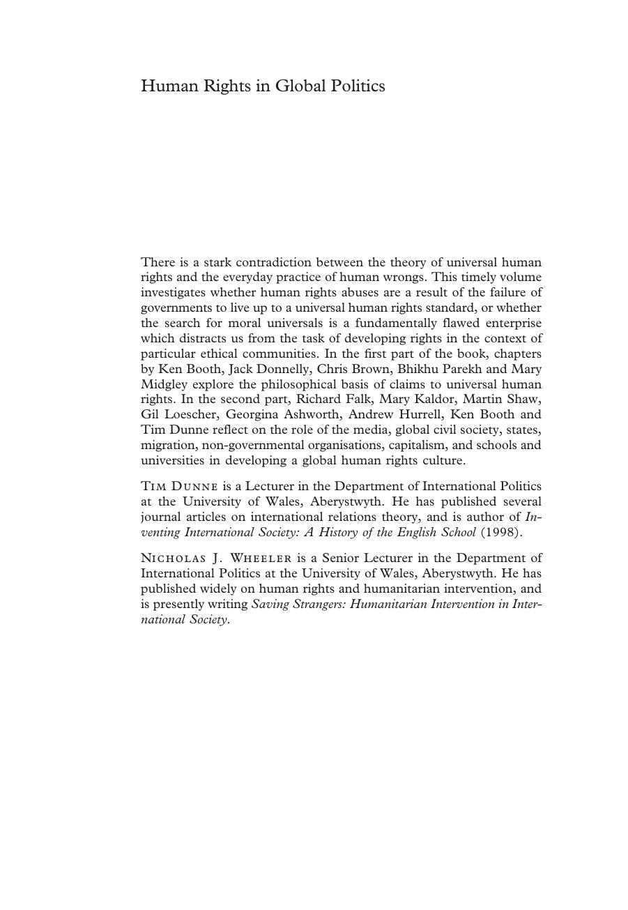 Human Rights in Global Politics by Tim Dunne Nicholas J. Wheeler