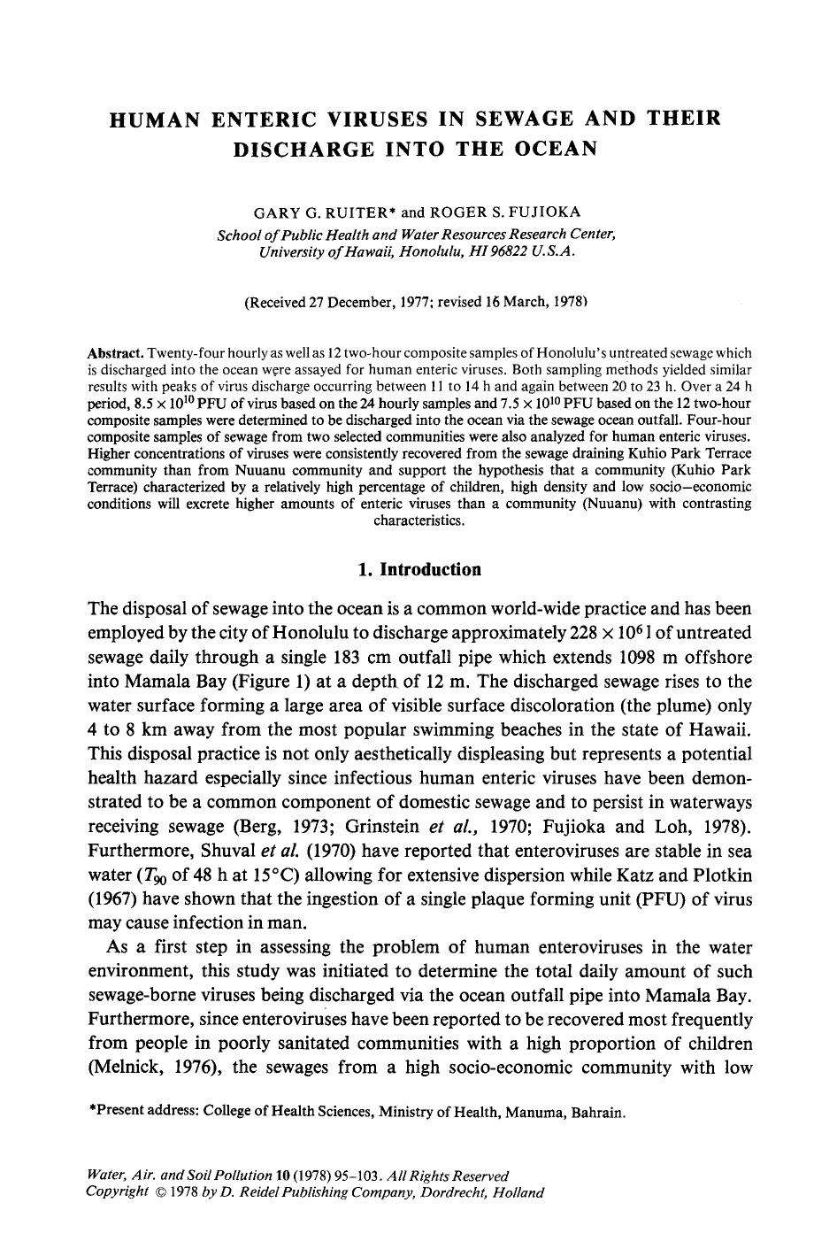Human enteric viruses in sewage and their discharge into the ocean by Unknown