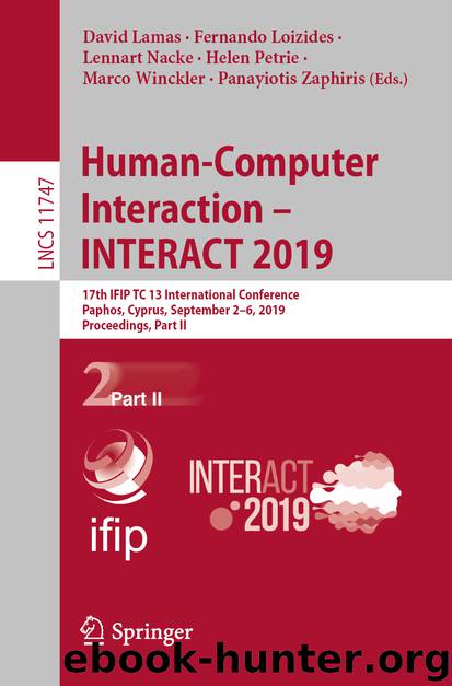 Human-Computer Interaction – INTERACT 2019 by unknow