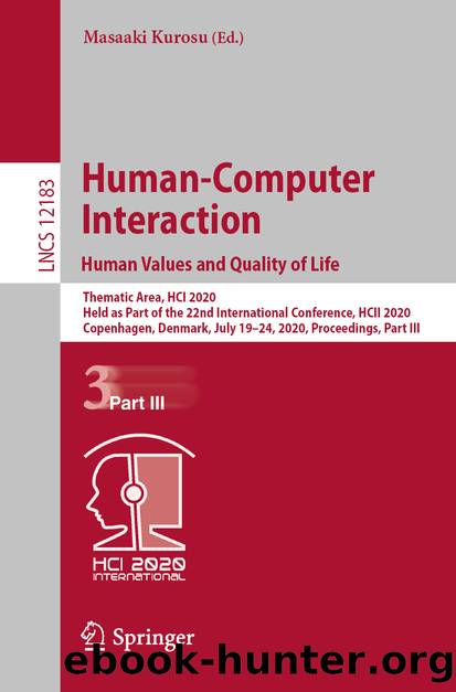 Human-Computer Interaction. Human Values and Quality of Life by Unknown