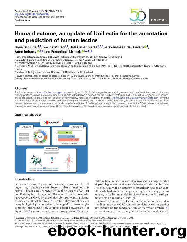 HumanLectome, an update of UniLectin for the annotation and prediction of human lectins by unknow
