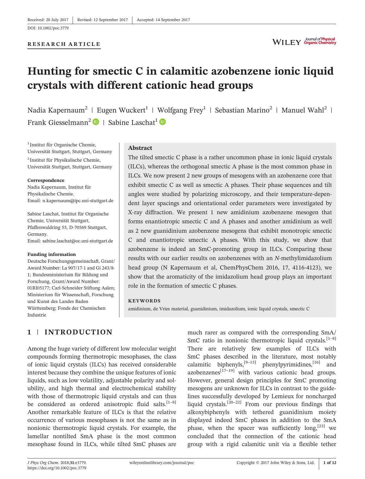 Hunting for smectic C in calamitic azobenzene ionic liquid crystals with different cationic head groups by unknow