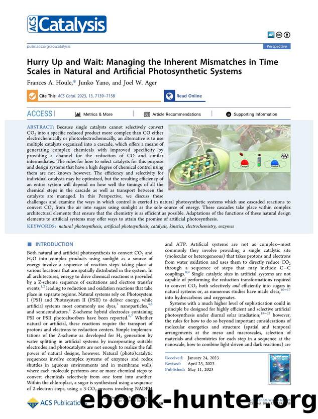 Hurry Up and Wait: Managing the Inherent Mismatches in Time Scales in Natural and Artificial Photosynthetic Systems by Frances A. Houle Junko Yano and Joel W. Ager