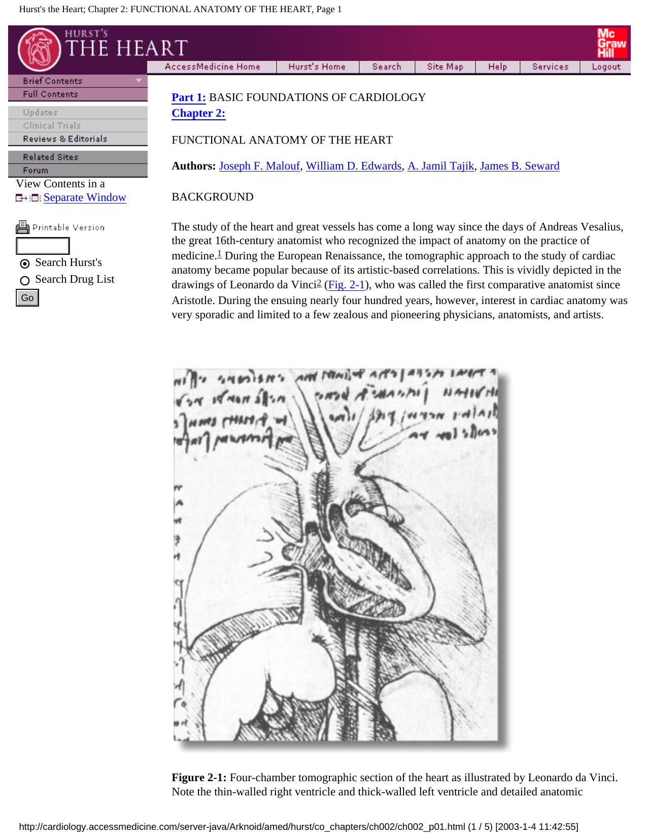 Hurst's the Heart; Chapter 2: FUNCTIONAL ANATOMY OF THE HEART, Page 1 by Unknown