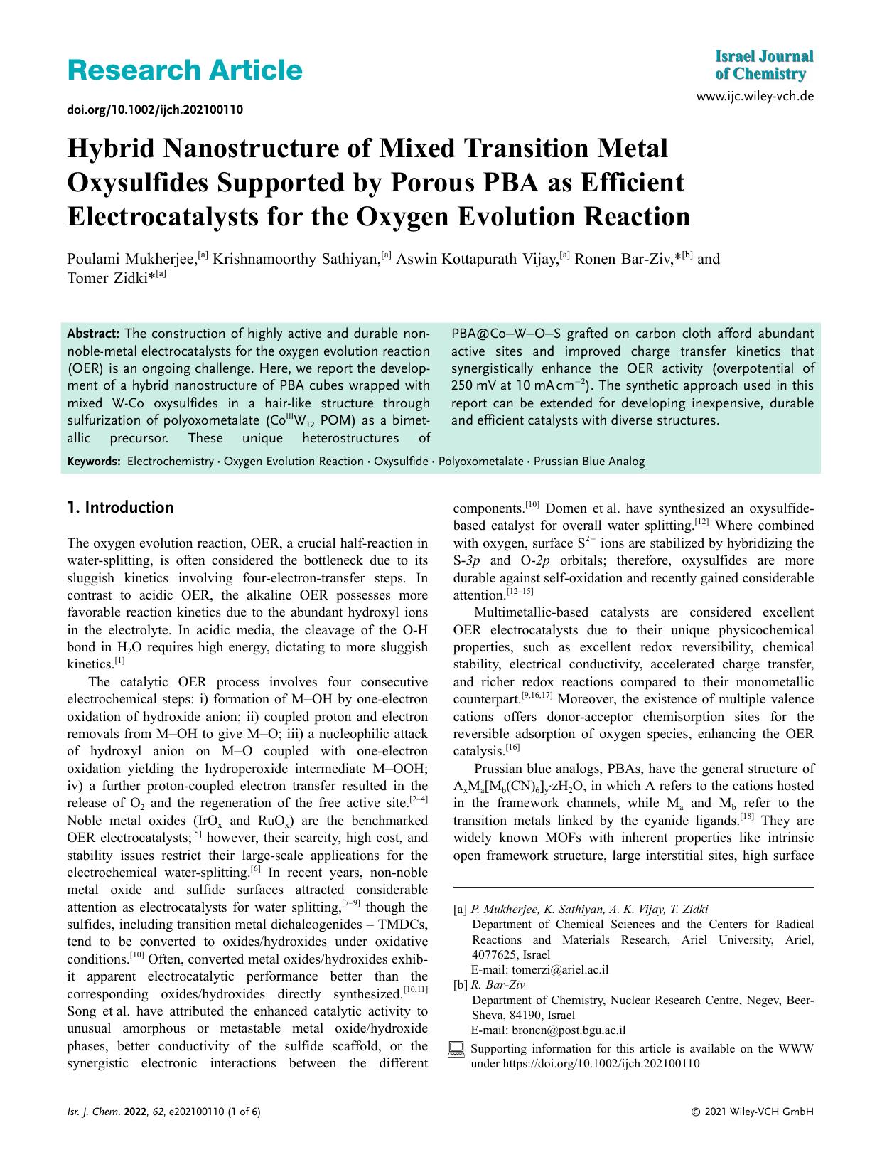 Hybrid Nanostructure of Mixed Transition Metal Oxysulfides Supported by Porous PBA as Efficient Electrocatalysts for the Oxygen Evolution Reaction by Unknown