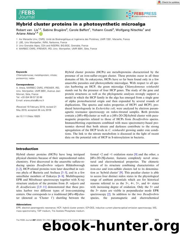 Hybrid cluster proteins in a photosynthetic microalga by Unknown