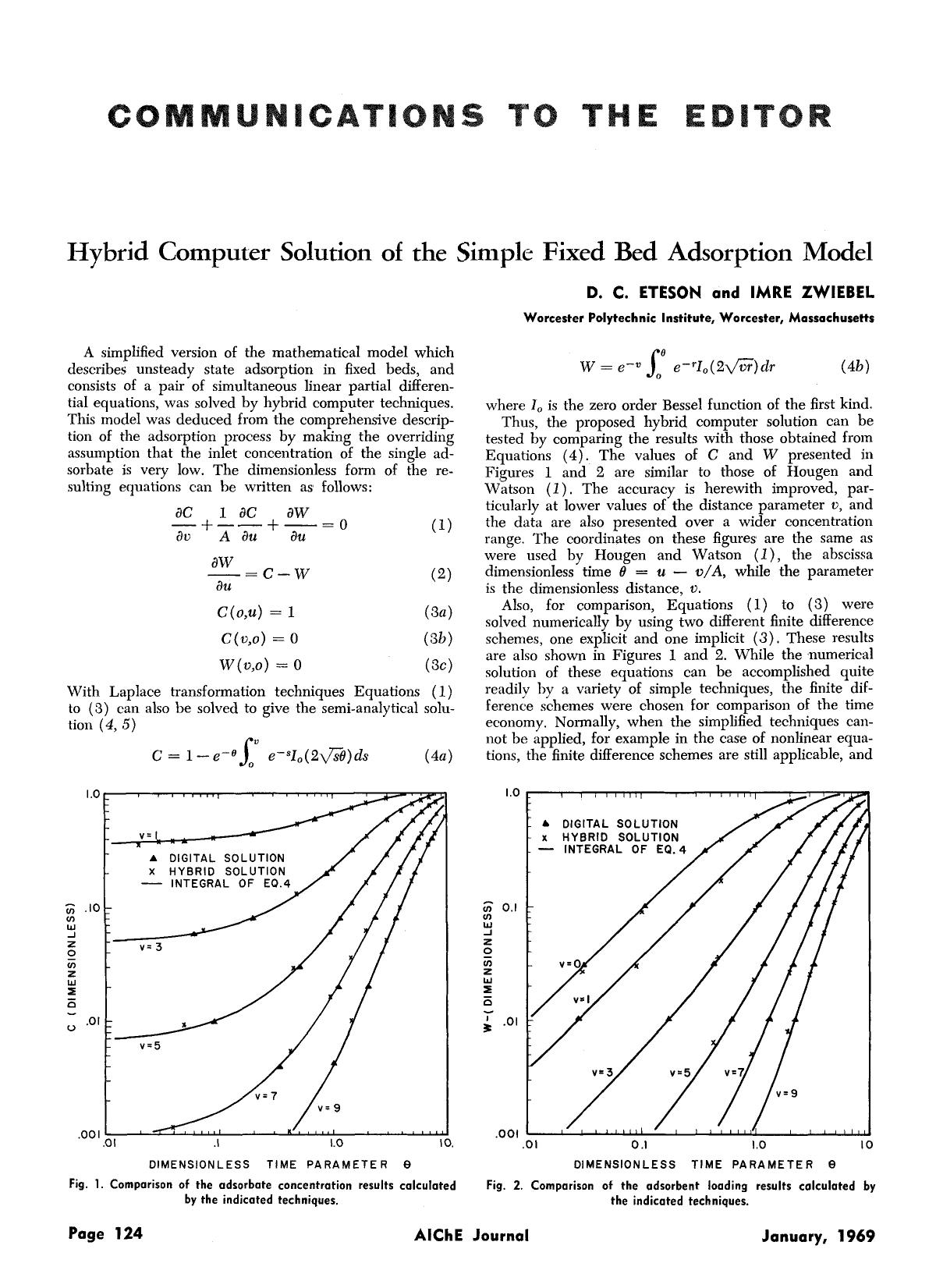 Hybrid computer solution of the simple fixed bed adsorption model by Unknown