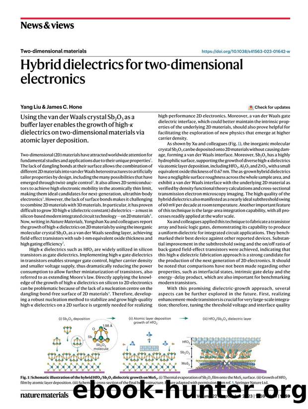 Hybrid dielectrics for two-dimensional electronics by Yang Liu & James C. Hone