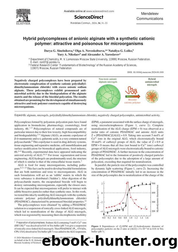 Hybrid polycomplexes of anionic alginate with a synthetic cationic polymer: attractive and poisonous for microorganisms by unknow