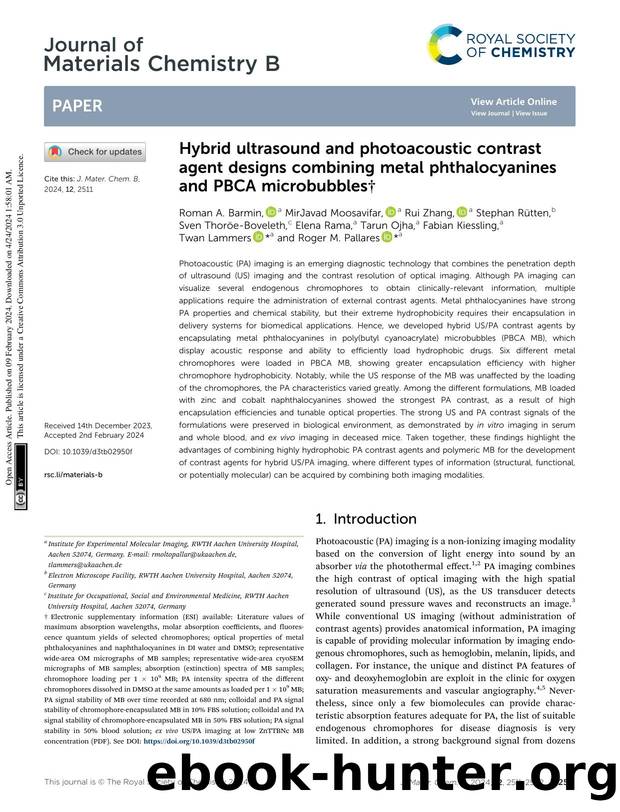 Hybrid ultrasound and photoacoustic contrast agent designs combining metal phthalocyanines and PBCA microbubbles by unknow